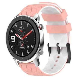 For Amazfit GTR 4 Pro 22mm Football Texture Two-Color Silicone Watch Band(Pink+White)