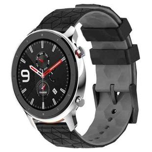 For Amazfit GTR 4 Pro 22mm Football Texture Two-Color Silicone Watch Band(Black+Grey)