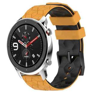 For Amazfit GTR 4 Pro 22mm Football Texture Two-Color Silicone Watch Band(Yellow+Black)