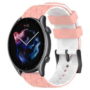 For Amazfit GTR 3 22mm Football Texture Two-Color Silicone Watch Band(Pink+White)