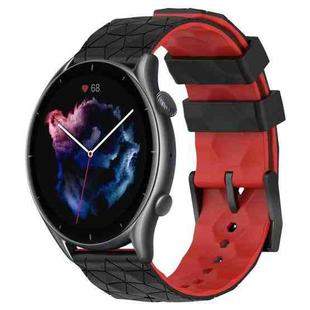 For Amazfit GTR 3 22mm Football Texture Two-Color Silicone Watch Band(Black+Red)