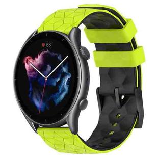 For Amazfit GTR 3 22mm Football Texture Two-Color Silicone Watch Band(Lime Green + Black)
