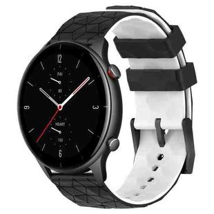 For Amazfit GTR 2e 22mm Football Texture Two-Color Silicone Watch Band(Black+White)