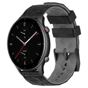 For Amazfit GTR 2e 22mm Football Texture Two-Color Silicone Watch Band(Black+Grey)