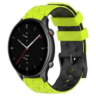 For Amazfit GTR 2e 22mm Football Texture Two-Color Silicone Watch Band(Lime Green + Black)