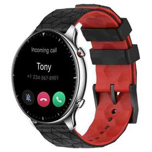 For Amazfit GTR 2 22mm Football Texture Two-Color Silicone Watch Band(Black+Red)