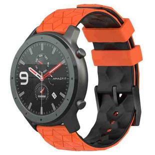For Amazfit GTR 47mm 22mm Football Texture Two-Color Silicone Watch Band(Orange+Black)