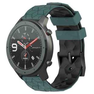 For Amazfit GTR 47mm 22mm Football Texture Two-Color Silicone Watch Band(Olive Green + Black)
