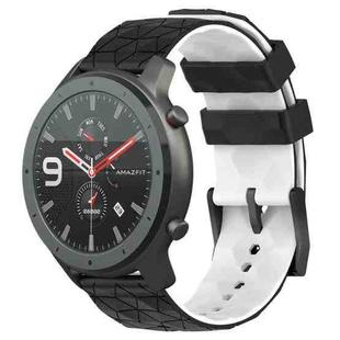 For Amazfit GTR 47mm 22mm Football Texture Two-Color Silicone Watch Band(Black+White)