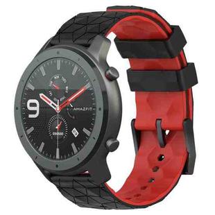 For Amazfit GTR 47mm 22mm Football Texture Two-Color Silicone Watch Band(Black+Red)