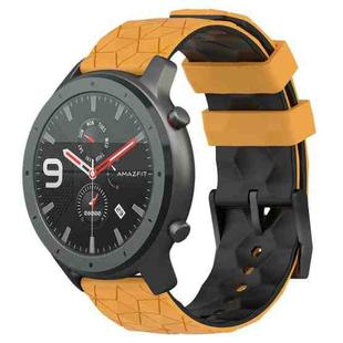For Amazfit GTR 47mm 22mm Football Texture Two-Color Silicone Watch Band(Yellow+Black)