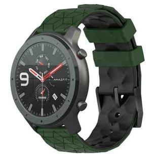 For Amazfit GTR 47mm 22mm Football Texture Two-Color Silicone Watch Band(Armygreen+Black)