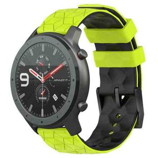 For Amazfit GTR 47mm 22mm Football Texture Two-Color Silicone Watch Band(Lime Green + Black)