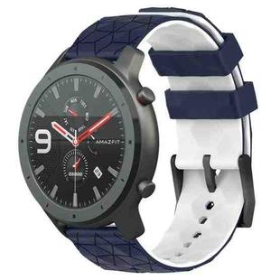 For Amazfit GTR 47mm 22mm Football Texture Two-Color Silicone Watch Band(Midnight Blue + White)