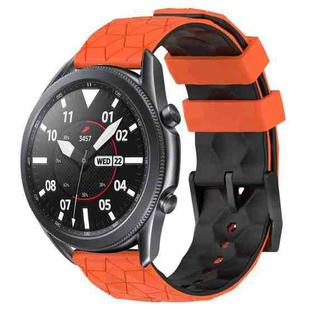 For Samsung Galaxy Watch3 45mm 22mm Football Pattern Two-Color Silicone Watch Band(Orange+Black)