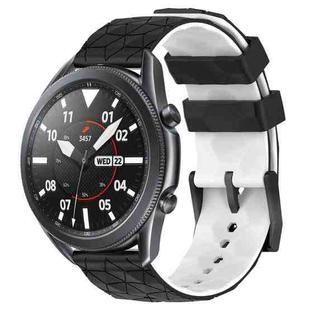 For Samsung Galaxy Watch3 45mm 22mm Football Pattern Two-Color Silicone Watch Band(Black+White)