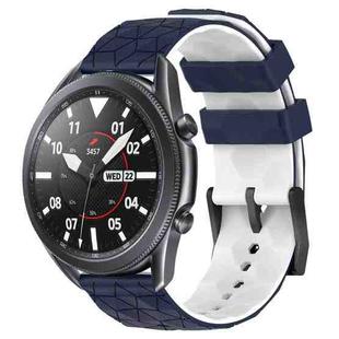 For Samsung Galaxy Watch3 45mm 22mm Football Pattern Two-Color Silicone Watch Band(Midnight Blue + White)