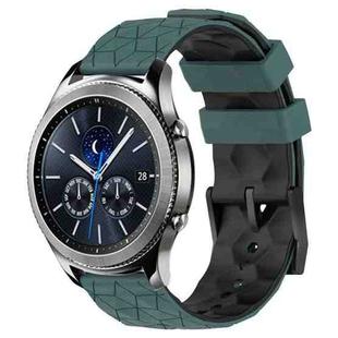 For Samsung Gear S3 Classic 22mm Football Pattern Two-Color Silicone Watch Band(Olive Green + Black)