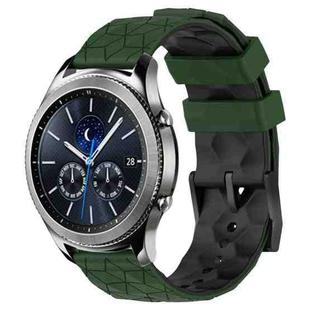 For Samsung Gear S3 Classic 22mm Football Pattern Two-Color Silicone Watch Band(Armygreen+Black)