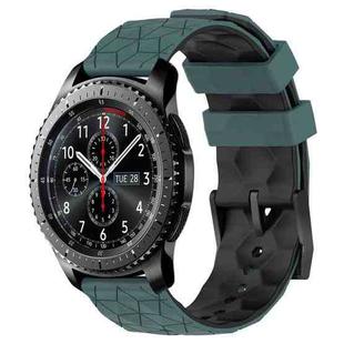 For Samsung Gear S3 Frontier 22mm Football Pattern Two-Color Silicone Watch Band(Olive Green + Black)