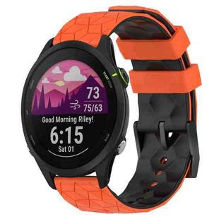 For Garmin Forerunner 255 22mm Football Pattern Two-Color Silicone Watch Band(Orange+Black)