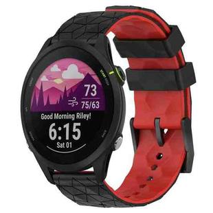 For Garmin Forerunner 255 22mm Football Pattern Two-Color Silicone Watch Band(Black+Red)