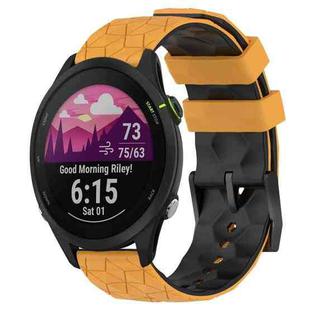 For Garmin Forerunner 255 22mm Football Pattern Two-Color Silicone Watch Band(Yellow+Black)