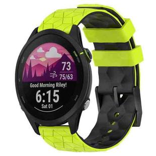 For Garmin Forerunner 255 22mm Football Pattern Two-Color Silicone Watch Band(Lime Green + Black)