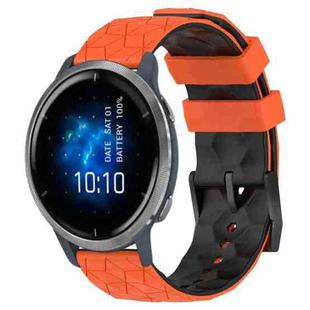 For Garmin Venu 2 22mm Football Pattern Two-Color Silicone Watch Band(Orange+Black)