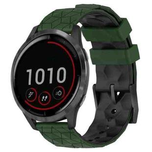For Garmin Vivoactive4 22mm Football Pattern Two-Color Silicone Watch Band(Armygreen+Black)