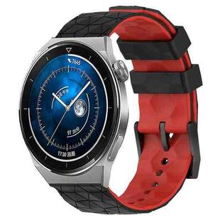 For Huawei Watch GT3 Pro 43mm 20mm Football Pattern Two-Color Silicone Watch Band(Black+Red)