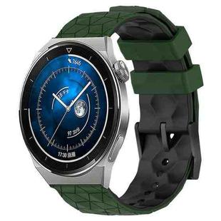 For Huawei Watch GT3 Pro 43mm 20mm Football Pattern Two-Color Silicone Watch Band(Armygreen+Black)