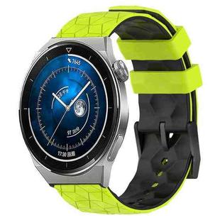 For Huawei Watch GT3 Pro 43mm 20mm Football Pattern Two-Color Silicone Watch Band(Lime Green + Black)