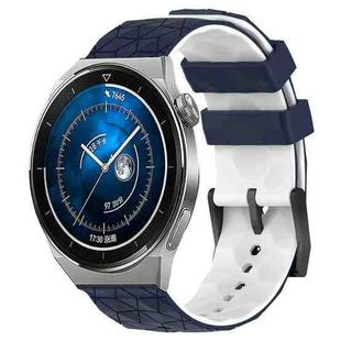 For Huawei Watch GT3 Pro 43mm 20mm Football Pattern Two-Color Silicone Watch Band(Midnight Blue + White)