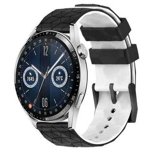 For Huawei Watch GT3 42mm 20mm Football Pattern Two-Color Silicone Watch Band(Black+White)