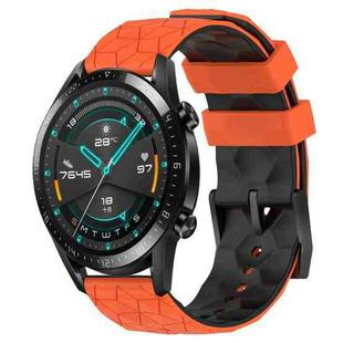 For Huawei Watch GT2 42mm 20mm Football Pattern Two-Color Silicone Watch Band(Orange+Black)