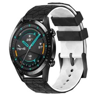 For Huawei Watch GT2 42mm 20mm Football Pattern Two-Color Silicone Watch Band(Black+White)