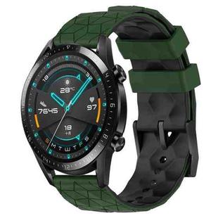 For Huawei Watch GT2 42mm 20mm Football Pattern Two-Color Silicone Watch Band(Armygreen+Black)