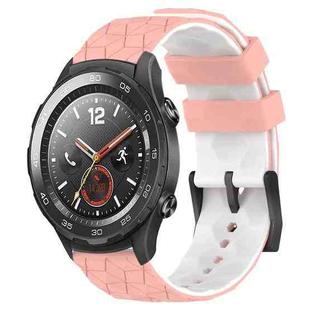 For Huawei Watch 2 20mm Football Pattern Two-Color Silicone Watch Band(Pink+White)