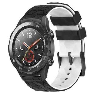 For Huawei Watch 2 20mm Football Pattern Two-Color Silicone Watch Band(Black+White)
