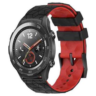 For Huawei Watch 2 20mm Football Pattern Two-Color Silicone Watch Band(Black+Red)