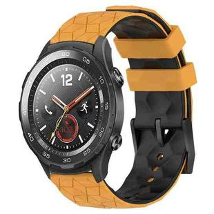 For Huawei Watch 2 20mm Football Pattern Two-Color Silicone Watch Band(Yellow+Black)