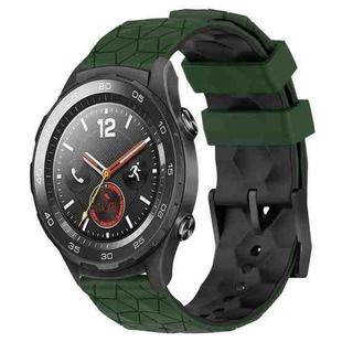 For Huawei Watch 2 20mm Football Pattern Two-Color Silicone Watch Band(Armygreen+Black)