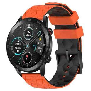 For Honor MagicWatch2 42mm 20mm Football Pattern Two-Color Silicone Watch Band(Orange+Black)