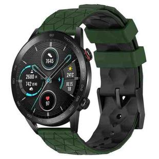 For Honor MagicWatch2 42mm 20mm Football Pattern Two-Color Silicone Watch Band(Armygreen+Black)