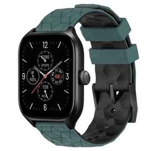 For Amazfit GTS 4 20mm Football Texture Two-Color Silicone Watch Band(Olive Green + Black)