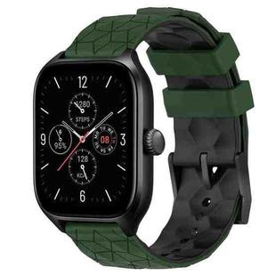 For Amazfit GTS 4 20mm Football Texture Two-Color Silicone Watch Band(Armygreen+Black)