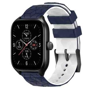 For Amazfit GTS 4 20mm Football Texture Two-Color Silicone Watch Band(Midnight Blue + White)