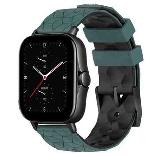 For Amazfit GTS 2E 20mm Football Texture Two-Color Silicone Watch Band(Olive Green + Black)