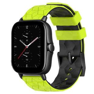 For Amazfit GTS 2E 20mm Football Texture Two-Color Silicone Watch Band(Lime Green + Black)